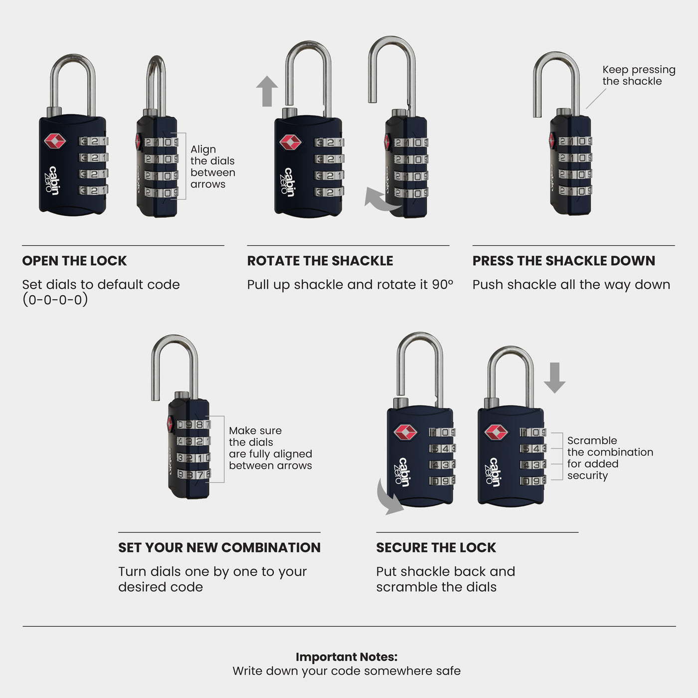 Cadenas de voyage TSA - <tc>Absolute Black</tc>